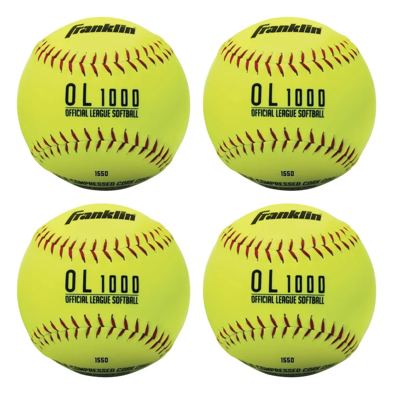 Franklin Sports Practice Softballs - Youth Softballs Great for Kids - Official Size + Weight Softball - Perfect for Practice - 12" Yellow - 4 Pack