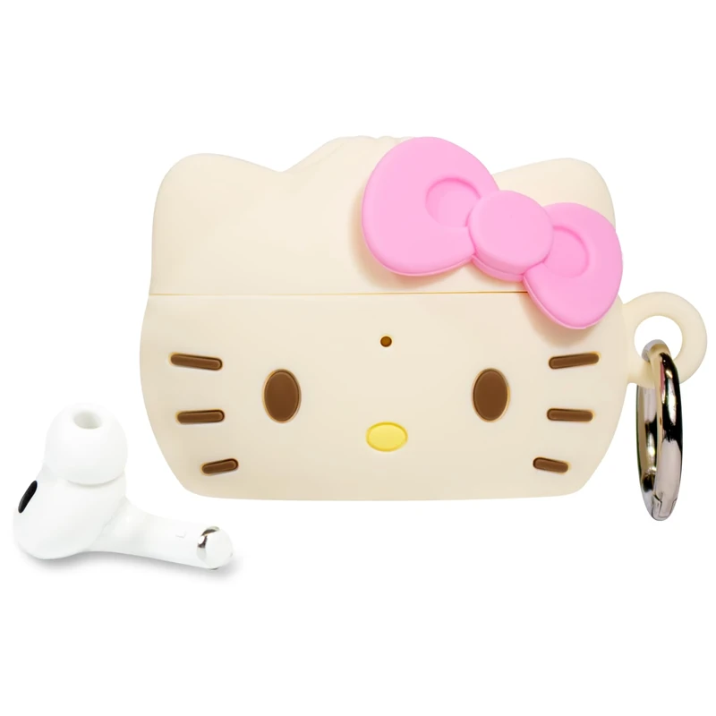 iFace Hello Kitty AirPods Pro 2 Case - 3D Bun Silicone Cover with Carabiner