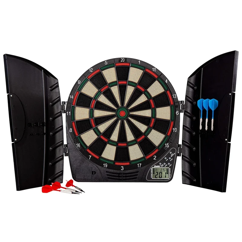 Franklin Sports Electronic Dart Board Set - Soft Tip Electric Dartboard with Digital Scoreboard + Cabinet - Adult Soft Tip Electronic Dart Board + Darts Set - (6) Darts Included - FS3000