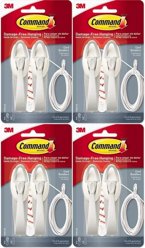 Command 17304 Cord Bundlers 4 Pack - 8 White Bundlers + 12 Strips