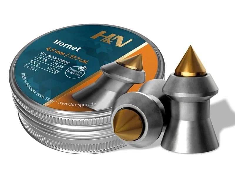 H&N Sport Haendler & Natermann Hornet Pointed Airgun Pellets, .177 Caliber / 9.6 Grains (225 Count), Gray (PY-P-1185)