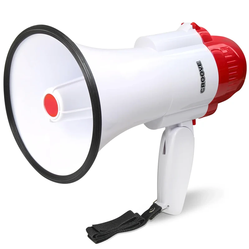 Croove Portable Megaphone Loud Speaker, Bullhorn with Siren Music, Volume Control, 30 Watt Mini Bull Horn, 800 Yard Voice Range Mega Phone, Noise Makers, Sporting Essentials for Coach, Camp Counselor