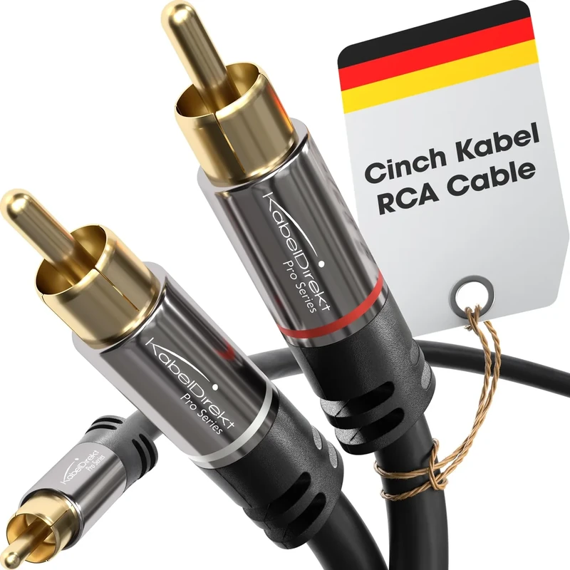 KabelDirekt – RCA/Phono Y Cable – 16ft – 1 to 2 RCA/Phono, Stereo Audio Cable (Coax, Male/Male Plugs, Analog/Digital, Adapter for subs/amps/Hi-Fis/Home Theater/receivers, Black)