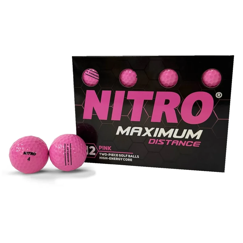 Nitro Maximum Distance Golf Balls- 12 Pack- Bright Pink- USGA Approved