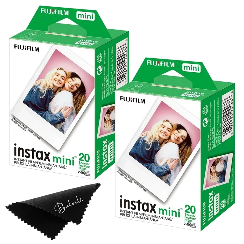 Fujifilm Instax Mini Twin Pack 40 Exp ISO 800 Film + Balveli Cloth
