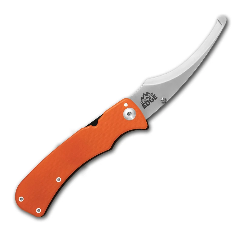 OUTDOOR EDGE ZipPro - Folding Gutting/Rescue Knife with 3.5" Blade for Hunting and Fishing with Orange G10/Stainless Steel handle and Pocket Clip for Quick, Easy Access - Deer Gutting Knives