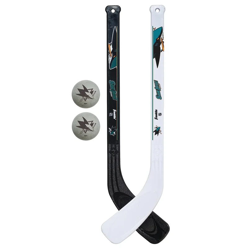 Franklin Sports NHL San Jose Sharks Mini Hockey 2 Piece Player Stick Set