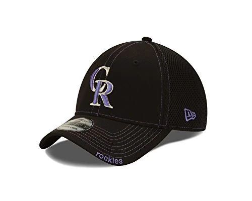New Era MLB Colorado Rockies NEO 39Thirty Stretch Fit Cap, Large/X-Large, Black