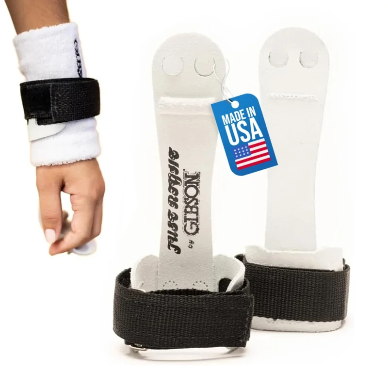 Gibson Athletic Just Right Velcro Hook & Loop Uneven Bar Grips, Gymnastics, White/Black, Small