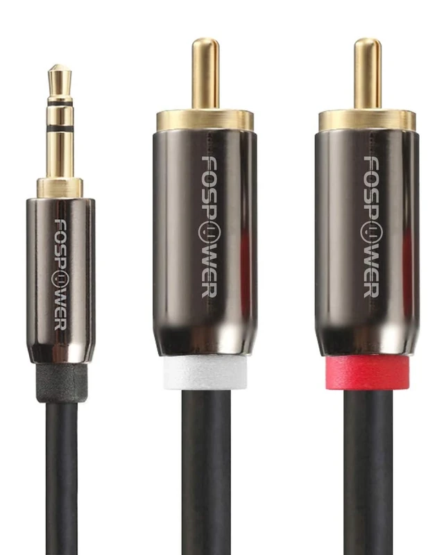 FosPower 25ft 3.5mm to RCA Cable - 24K Gold Plated Stereo Y Splitter