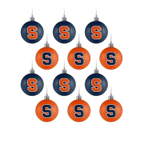 FOCO NCAA Syracuse Orange 12 Pack Ball Hanging Tree Holiday Ornament Set12 Pack Ball Hanging Tree Holiday Ornament Set, Team Color, One Size