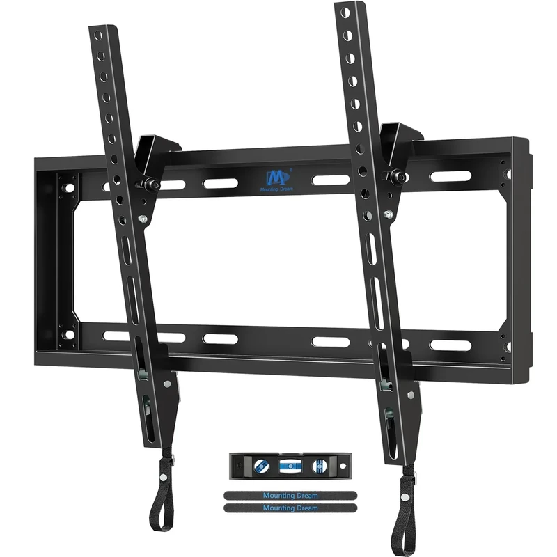 Mounting Dream Tilting TV Mounts for Most 26-60 Inch LED, LCD TVs up to VESA 400 x 400mm and 88 LBS Loading Capacity, TV Wall Mount with Unique Strap Design for Easily Lock and Release MD2268-MK