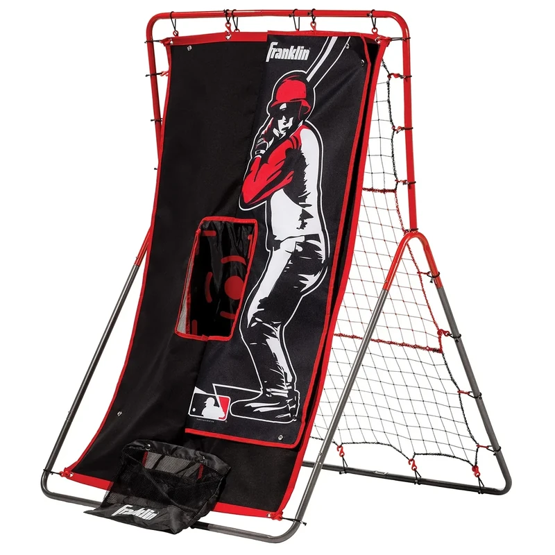 Franklin Sports Baseball Pitching Target and Rebounder Net - 2-in-1 Switch Hitter Pitch Trainer + Pitchback Net - Pitching Target with Hitter + Strikezone