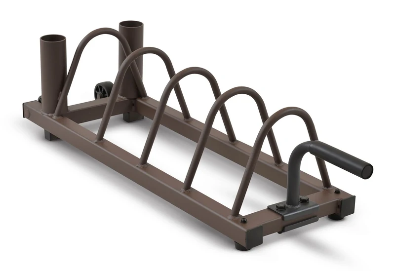 Steelbody Horizontal Plate and Olympic Bar Rack Organizer with Steel Frame and Transport Wheels STB-0130, brown 41”L x 11”W x 9.5”H