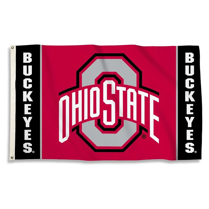 BSI PRODUCTS, INC. - Ohio State Buckeyes 3’x5’ Flag with Heavy-Duty Brass Grommets - OSU Football, Basketball & Baseball Pride - High Durability - Designed for Indoor or Outdoor Use - Great Gift Idea