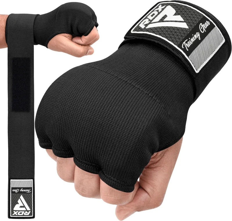 RDX Training Boxing Inner Gloves Hand Wraps MMA Fist Protector Bandages Mitts,Black,Large