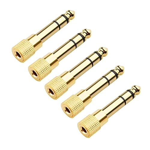 Cable Matters 5-Pack 1/4 to 1/8 Stereo Adapter - 6.35mm to 3.5mm