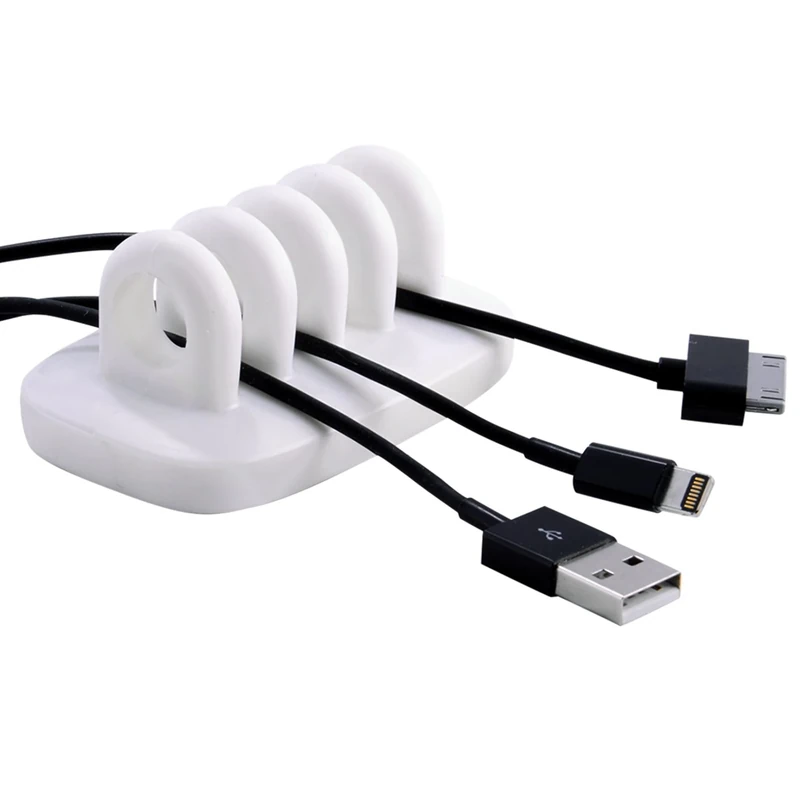 Cable Clip Holder Weighted Desktop Cord Management Fixture (White) - Image 1