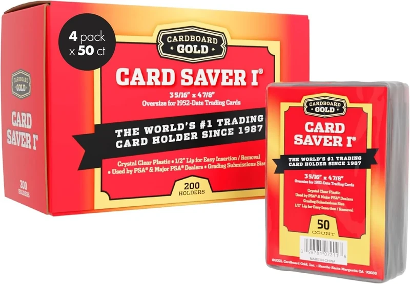 Cardboard Gold Card Saver 1-200Count - Semi Rigid Card Holder, Trading Card Protectors - PSA-Approved Cardsaver for Baseball, Trading, Sports Cards - Card Sleeves, Binder, & Storage Box Compatible