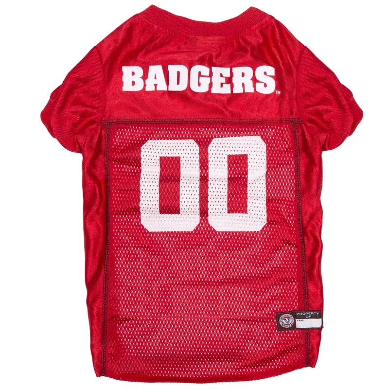 Pets First NCAA College Wisconsin Badgers Mesh Jersey for DOGS & CATS, Medium. Licensed Dog Jersey with your Favorite Football/Basketball College Team