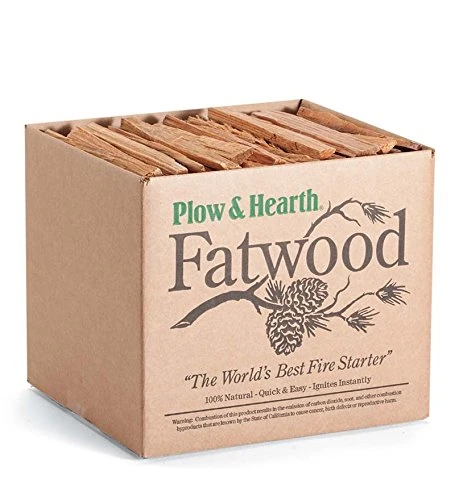 Plow & Hearth Fatwood Fire Starter Sticks Organic Kindling, Easy Ignition Fat Wood, All Natural Firestarters for Fire Pit, Wood Stoves, Fireplaces, Campfires, Bonfires, BBQ (10-LB)