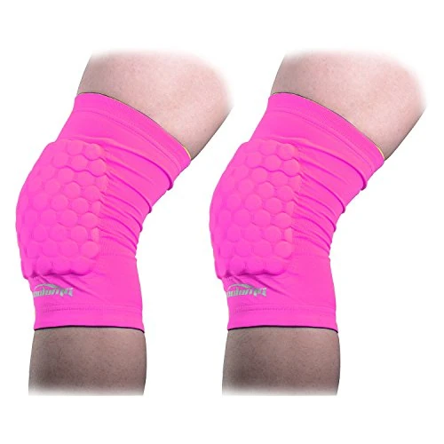 COOLOMG 2PCS Child Adult Pad Crashproof Antislip Basketball Leg Knee Short Sleeve Pink S
