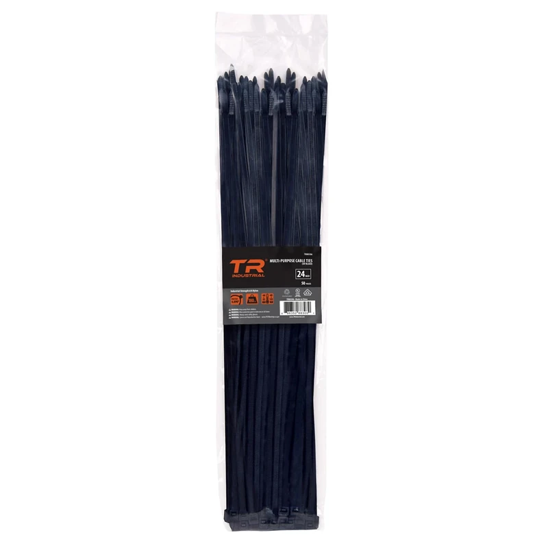 TR Industrial 24in UV Cable Ties - 50 Pack, 180lb Strength