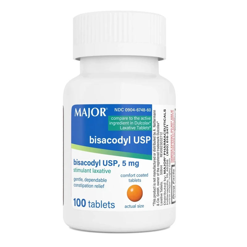 MAJOR Bisacodyl 5mg Laxative Tablets - 100 Count Gentle Relief