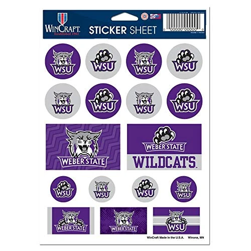 NCAA Weber State University Vinyl Sticker Sheet, 5" x 7" - Image 1