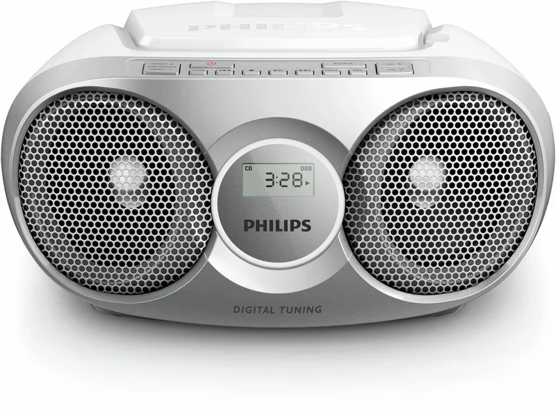 Philips AZ215B Portable CD Boombox - Bass Boost, FM Radio, USB, LCD