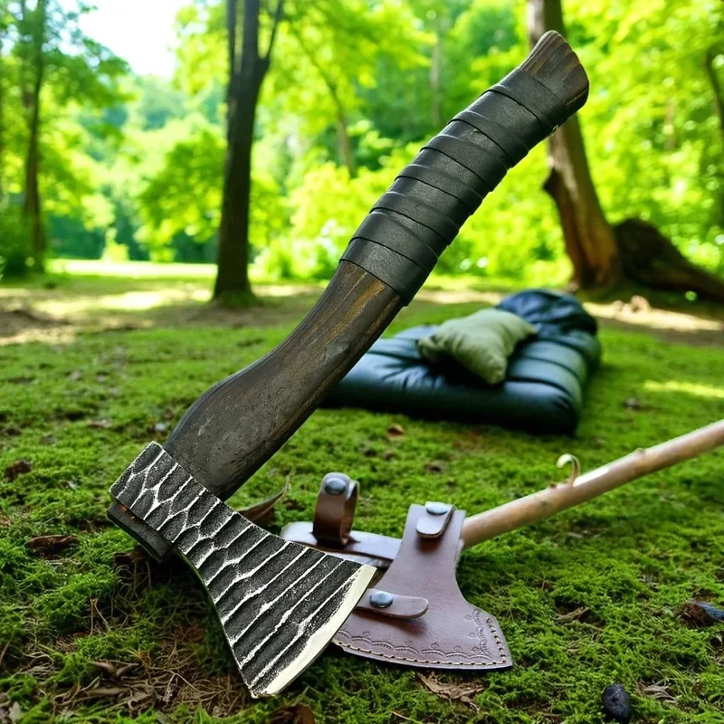 AX-7000 Custom Gift Forged Carbon Steel Viking Axe with Ash Wood Handle, Throwing Axe, Camping Axe (AX-7003)