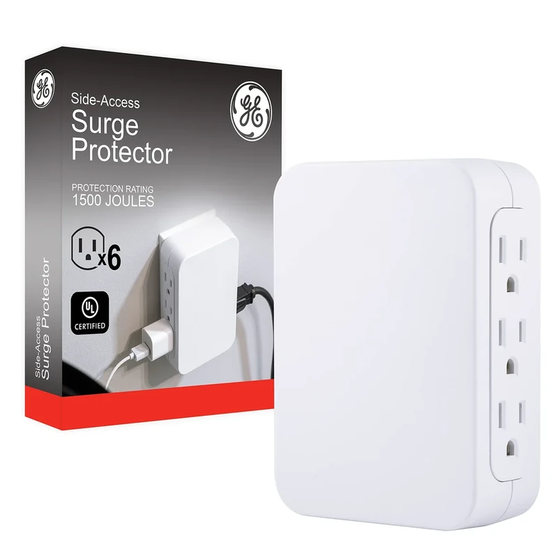 GE Pro 6-Outlet Surge Protector with Side Access - 1200J, UL Listed