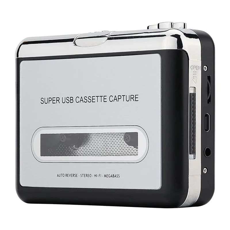 Reshow Cassette Tape Player – Portable Tape Player Audio Cassette to Digital Converter, Compatible with Laptops and Personal Computers Convert Cassette Tape Recorder to iPod Format (Silver)