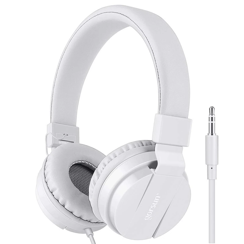 gorsun Kids Headphones - Adjustable Wired Stereo Set (White)