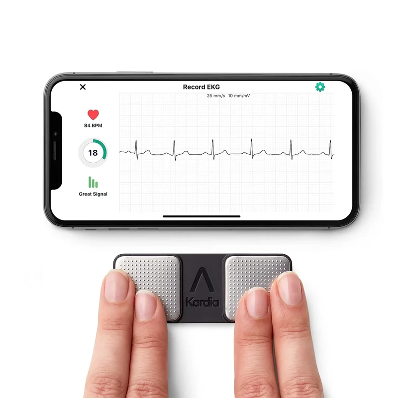 KardiaMobile 1-Lead EKG Monitor, Medical-Grade FDA-Cleared Personal Heart Monitor, Detects Normal, AFib & Arrhythmias, Unlimited Recordings, 30 Second Results, Works with most Smartphones, Pocket-size