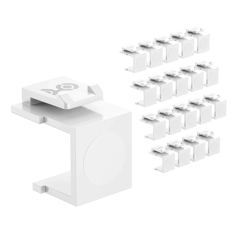 Cable Matters 20-Pack Blank Keystone Jack Inserts in White, Blank Inserts for Keystone Wall Plates/Patch Panels