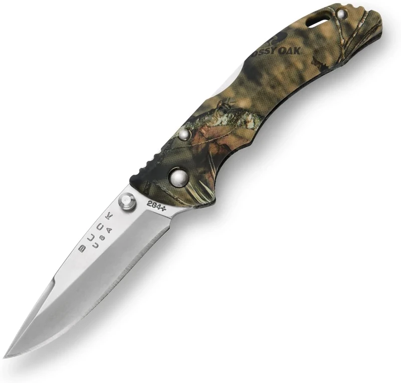 Buck Knives 284 Bantam BBW Folding EDC Knife, 2-3/4” Pocket Knife Blade, Nylon Handle, 420HC Stainless Steel Drop Point Folding Blade, Made in the USA, Mossy Oak Country Camo, 1.5 oz