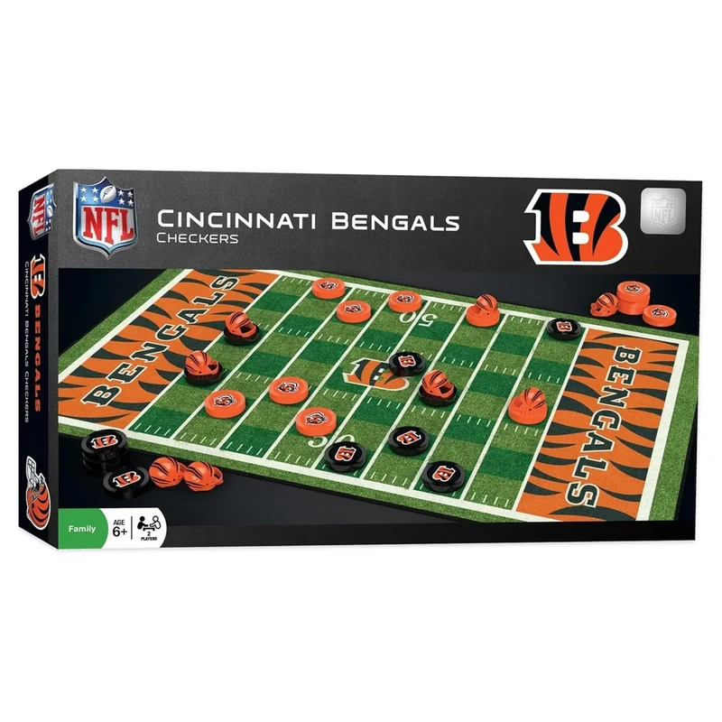 MasterPieces - NFL Checkers, Officially Licensed Cincinnati Bengals Football Board Game for 2 Players, Family Fun for Kids & Adults - Image 1