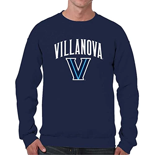 Campus Colors Adult Arch & Logo Soft Style Gameday Crewneck Sweatshirt (Villanova Wildcats - Navy, Small)
