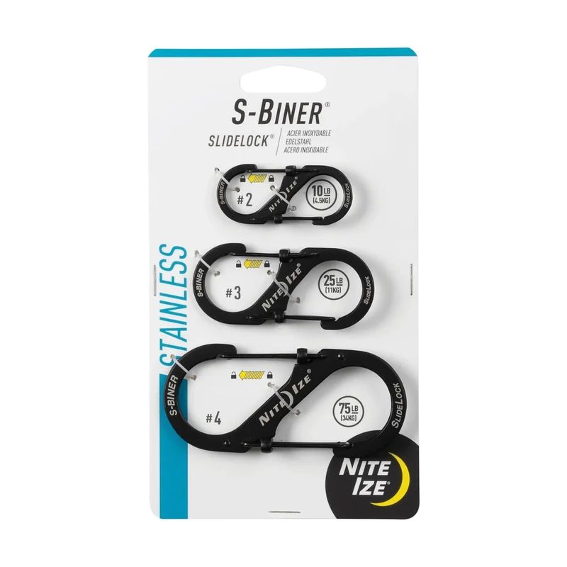 Nite Ize S-Biner SlideLock Stainless Steel - Double-Gated Accessory for Everyday Use - Lockable Dual Design - Independent Locking Mechanism - Securely Hold Keys & Gear