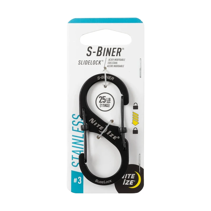 Nite Ize LSB3-01-R6 S-Biner SlideLock Dual Locking Carabiner, Size #3, Stainless