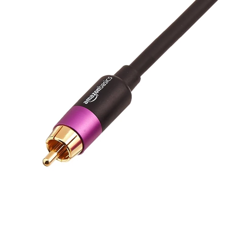 Amazon Basics 35ft RCA Audio Cable for Subwoofer - Gold Plated, Black