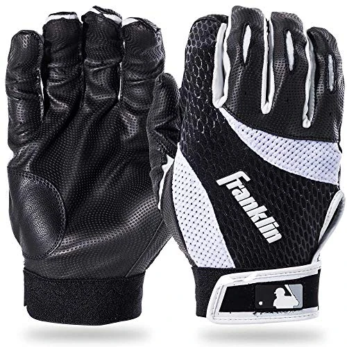 Franklin Sports Youth 2nd-Skinz Batting Gloves, Black/White, XX-Small