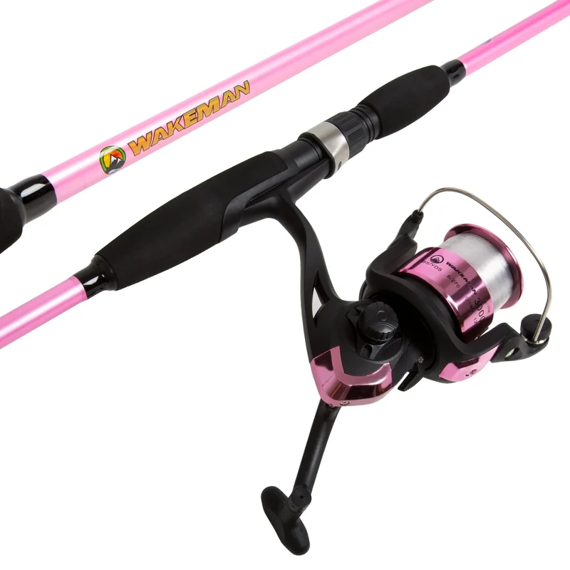 Fishing Rod and Reel Combo - Strike Series Medium Action 78-Inch Spinning Reel Pole - Fishing Gear for Bass, Trout, and Lake by Wakeman (Hot Pink)