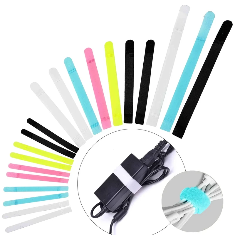 Avantree Pack of 50 Reusable Cord Organizer Keeper Holder, Fastening Cable Ties Straps for Earbud Headphones Phones Wire Wrap Management, Assorted 3 Size and 5 Color - Image 1