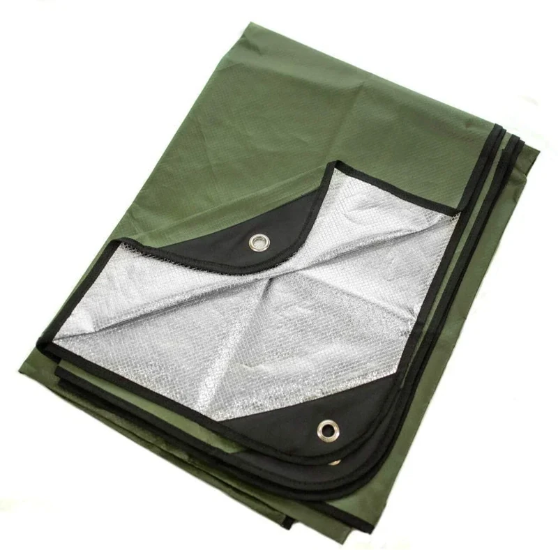 Arcturus Insulated Tarp, Reusable Heavy Duty Thermal Survival Blanket – 60x82in, Reflects 90% Body Heat, Waterproof, Windproof, 3-Layer Design, Reinforced Grommets, Olive Green