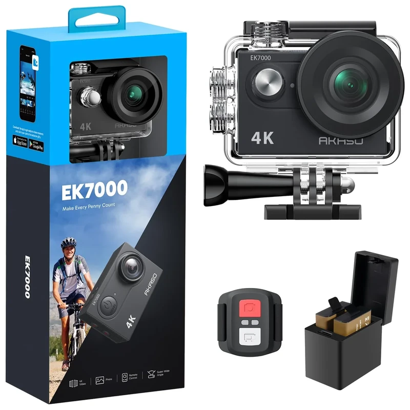 AKASO EK7000 4K30FPS 20MP Camera - 131ft Waterproof WiFi EIS Remote