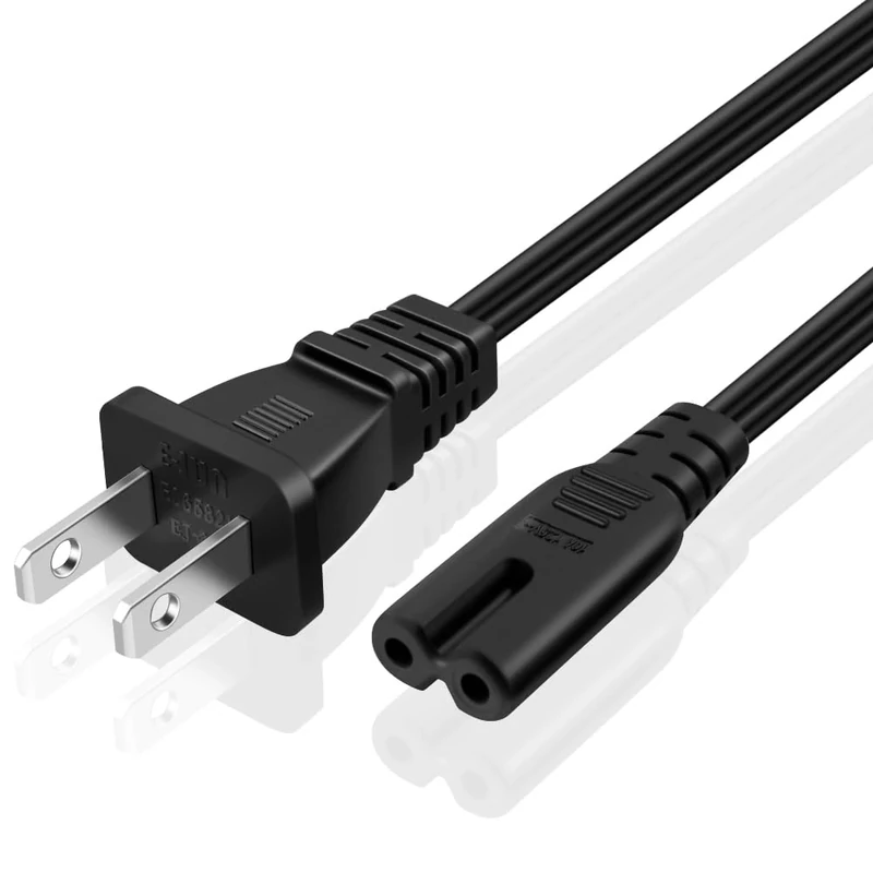 TNP 2 Prong Power Cord NEMA 1-15P to IEC320 C7 Power Cable Replacement for PS5 & PS4, Power Cord for Xbox Series S/X, Xbox One S/X, Printers, Soundbar LG, Samsung, TCL, Apple TV, 15 ft, Black