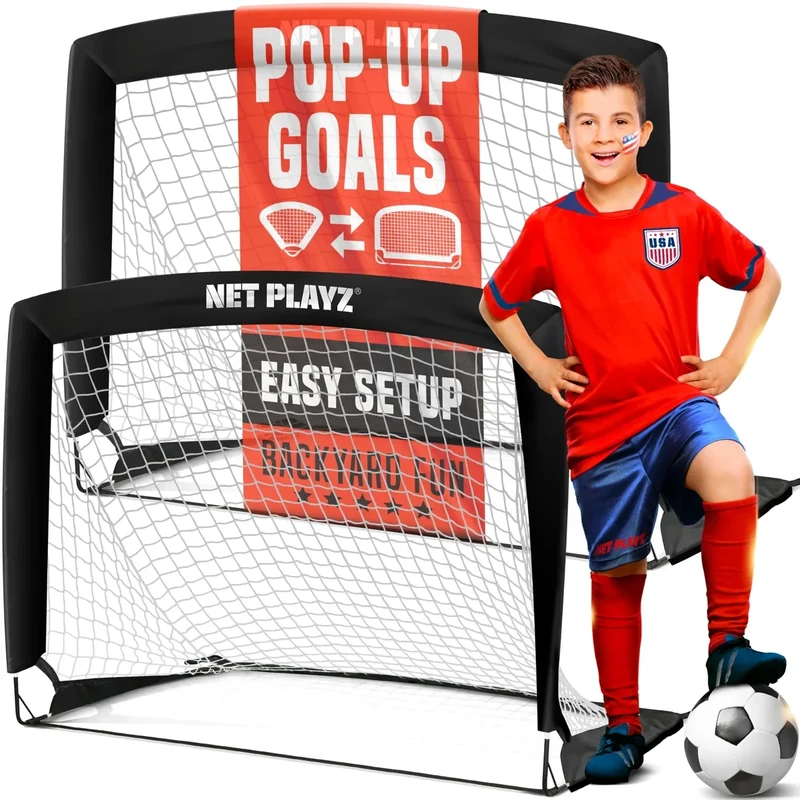 NET PLAYZ 4ftx3ft Easy Fold-Up Portable Training Soccer Goal, 36"D x 48"W x 36"H, Set of 2