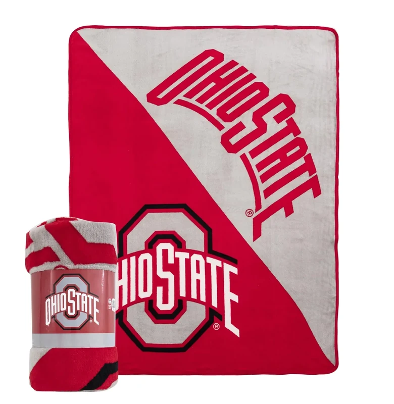 Northwest NCAA Ohio State Buckeyes Unisex Micro Raschel Throw Blanket, 46 x 60 Inches, Halftone Design, Soft Fan Blanket